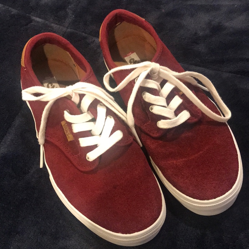 Dark red suede vans